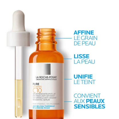 LA ROCHE POSAY 10% Pure Vitamin C Anti Aging Face Serum for Wrinkles