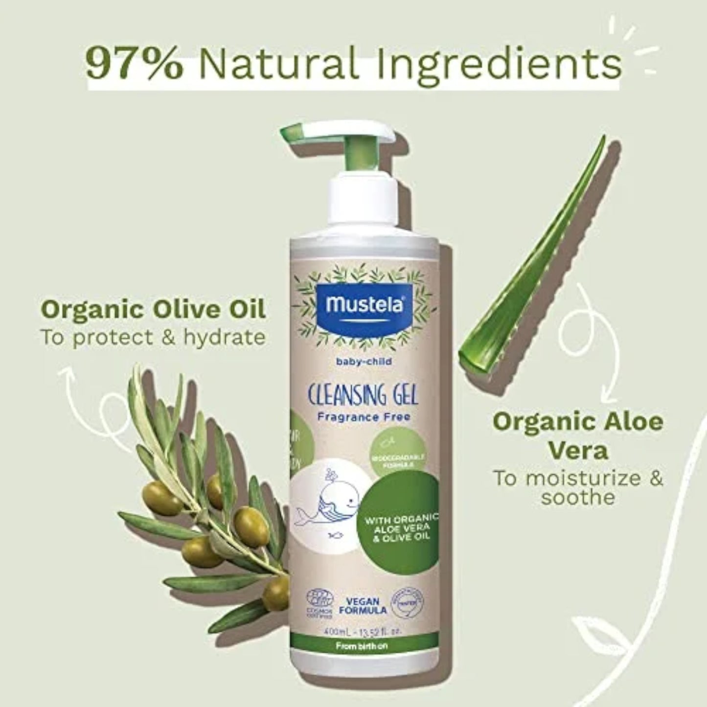 Mustela Cleansing gel body & hair - 400mL