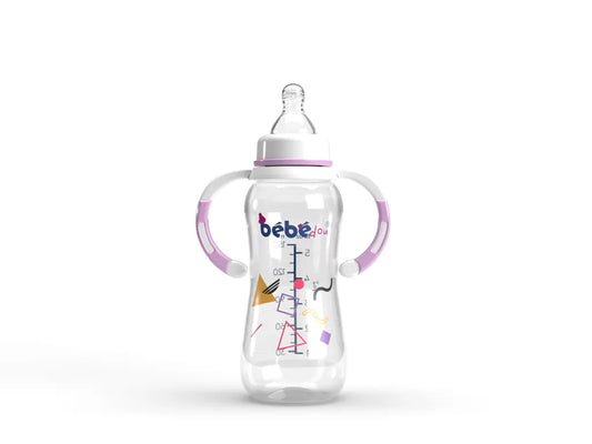 BEBEDOU Standard Neck Feeding Bottle with Handles PINK 300ml BBD 1133