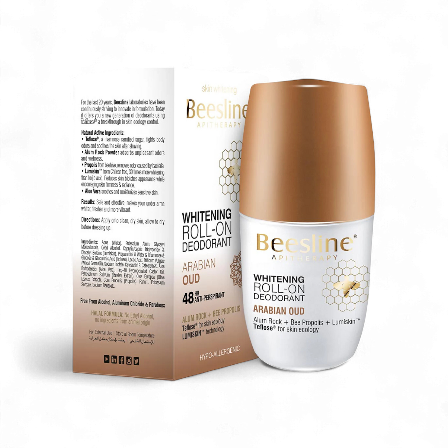 Beesline Whitening Roll-On Deodorant - Arabian Oud - 50ml