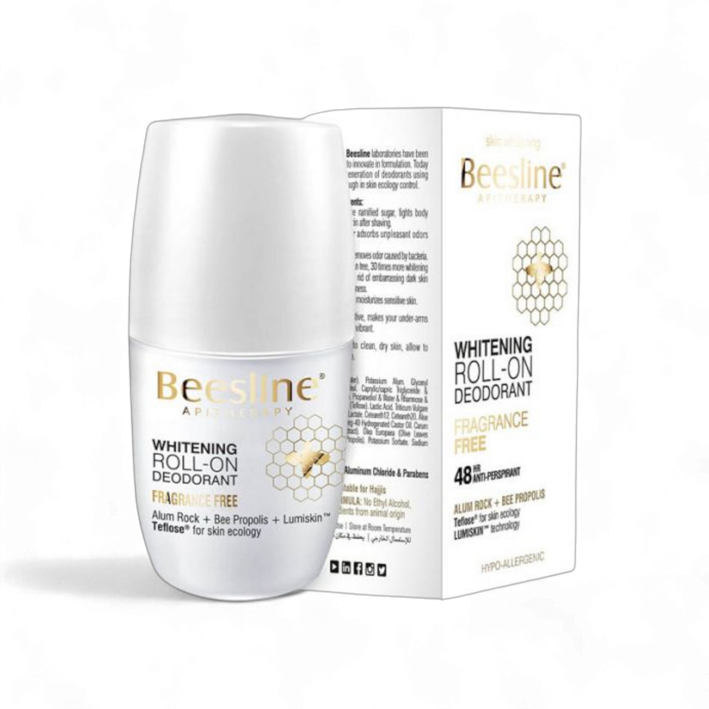 Beesline Fragrance Free Whitening Roll-On Deodorant – 50ml