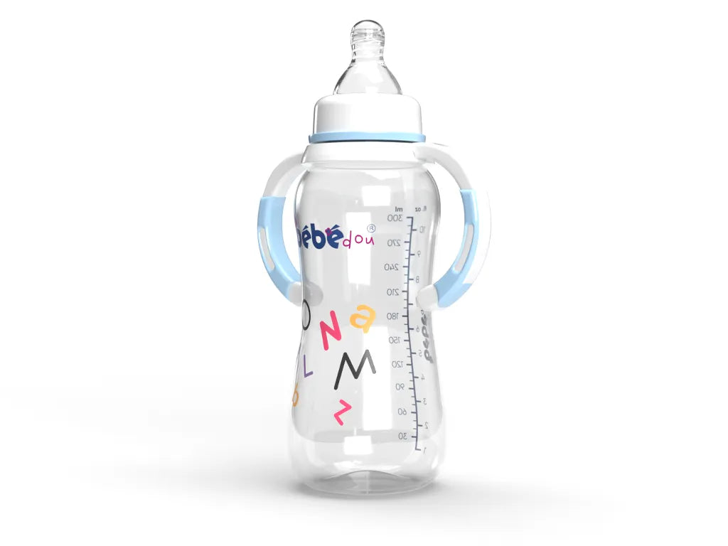 BEBEDOU Standard Neck Feeding Bottle with Handles BLUE 300ml BBD1133