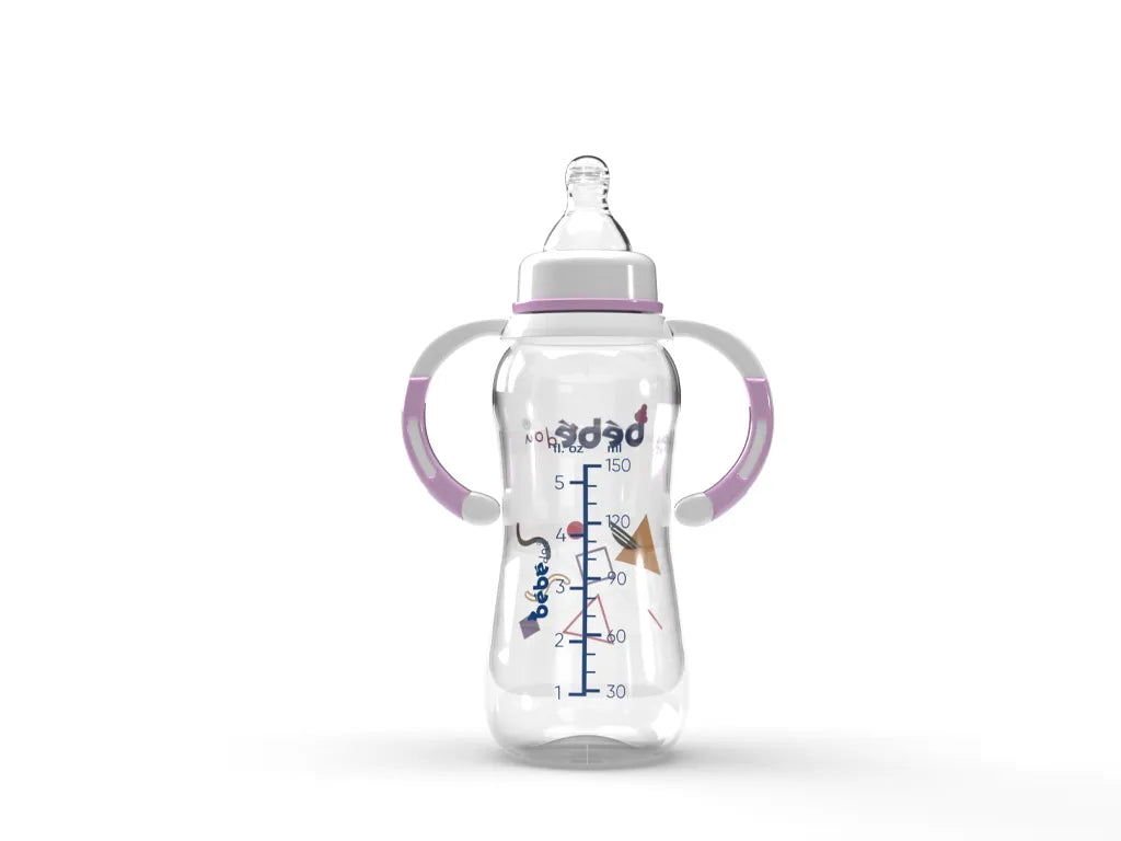 BEBEDOU Standard Neck Feeding Bottle with Handles 0M+ 150ml PINK BBD1132
