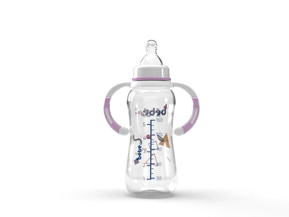 BEBEDOU Standard Neck Feeding Bottle with Handles 0M+ 150ml PINK BBD1132